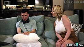 stepmom rachael cavalli teases her stepson with blonde milf pussy discovery in taboo roleplay