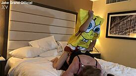 Spongebob dives into fucking this hot shemale trans milf ladyboy in a wild comic parody comedy scene.