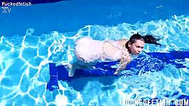 how does yessica bunny's wet shaved pussy look post contractions underwater?