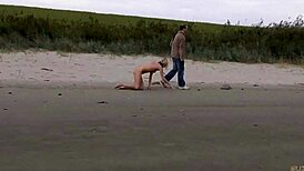 Obedient Slave Crawls Leashed to Master's Nest for Outdoor Suck!