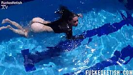 underwater jessica bunny gets her wet latina curves teased in passionate pool play