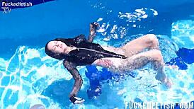 underwater jessica bunny gets her wet latina curves teased in passionate pool play