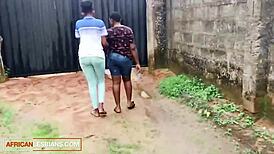 Horny BBW Ebony Lesbian WILD On Stepsis FAT PUSSY Tongue Lash!