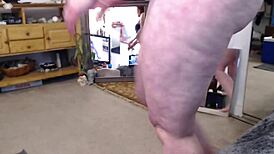 pretty big ass babe does yoga and exercises in retro blue film