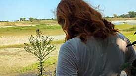 caught fucking beautiful curvy redhead girlfriend woods italian dialogues 😍🌲