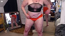 pretty big ass babe does yoga and exercises in retro blue film