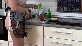Breakfast with cherrylcolle homemade amateur mature in stockings and lingerie