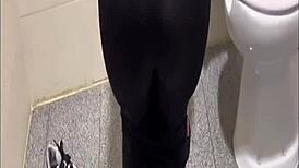 Pregnant latina's first public bathroom hardcore fingering and pounding