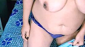 hey watch this hot indian girl press huge saggy tits finger hairy wet pussy closeup