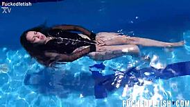 underwater jessica bunny gets her wet latina curves teased in passionate pool play