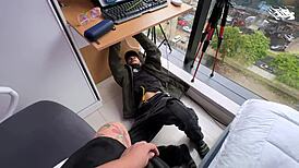 i called the repairman for internet and ended up deepthroating his cock