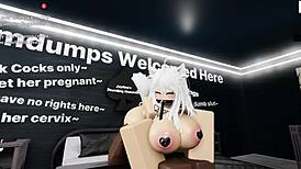 roblox cat girl bends over for thick black cock pounding