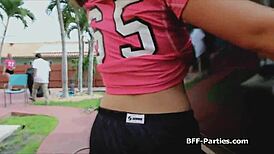 sexy soccer babes in uniforms blow us hard in pov group action!!