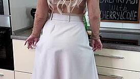 Breakfast with cherrylcolle homemade amateur mature in stockings and lingerie