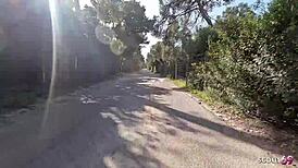 whoa nympho german milf sophie logan with abs tattoos picks up stud for beach car fuck 😍