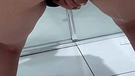 juicy teen asshole squirts bent over in bathroom mirror