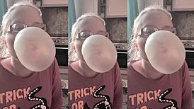 Huge Bubble Gum Chewing Fuels Intense Fucking Session with Glasses