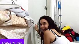 wanna see this cute latina babysitter suck and swallow every drop