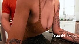 covid hit hard but pushed petite brunette into kinky freeuse eye-rolling sex