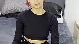 Tiny emo goth teen spills secrets in interview before creampie