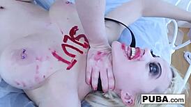 Sexy Nadia White wrecked by Lily Cade's pussy pounding