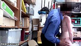 Arrogant Shaved Teen Shoplifter Gulps Cop's Big Cock Doggystyle No Hesitation