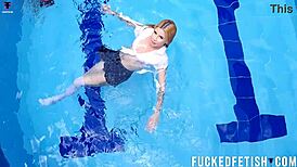 damn sexy ashlee rose looks hot in wetlook by the pool with big ass tits