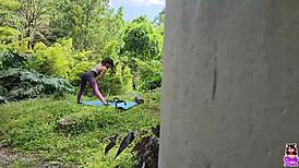 Farm yoga stretches lead to stranger's deep pounding of tight teen pussy