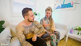 Tattooed Babe Stretched Wide ATM with Gaping Sloppy Finish and Pierced Nipples