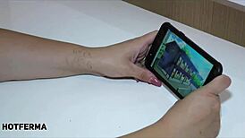 gostosa's huge ass bends over doggystyle for horny nerd pounding cum in mouth