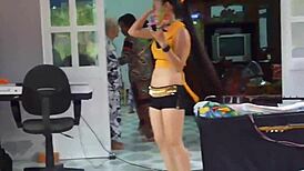 vietnamese bride dances cutely at wedding celebration