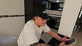 Hey your friend's horny wife deepthroats my cock behind his back