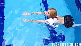 damn sexy ashlee rose looks hot in wetlook by the pool with big ass tits