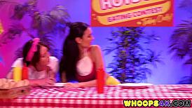 Wild Lesbian Threesome Devours Pussy In Eating Contest