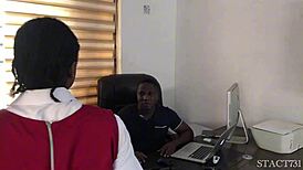 naughty eke bends over doggystyle sucking and fucking her black school master's big cock close-up for top scores