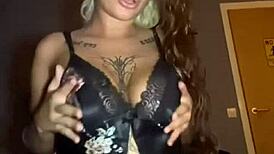 horny goth teen plays solo with her big tits and ass craving more