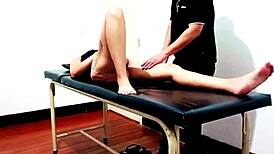 waxing client turns horny licks ass then fucks masseuse on desk 👅🍑