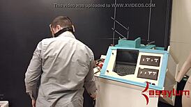 Bound babe chokes gagging deep on rough dominating cock