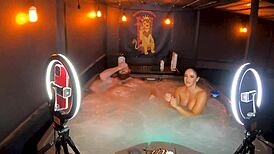 Sheena Ryder strips rides curvy big tits deepthroat screaming jacuzzi pool bath creampie