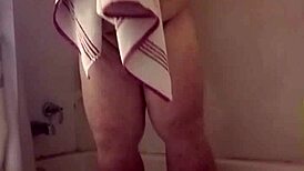 small cock guy showers thoroughly in steamy bathroom