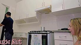 Stepson Pounds Naughty Stepmom's Big Ass in Kitchen Hardcore