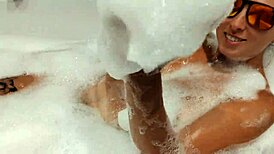 Hey girlfriend, your tanned body looks hot in that bathroom after holiday