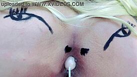 yo check this sheer red ass spreadin wide suckin buttplug like a pro... minds gonna say pink hole on lollipop