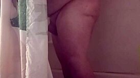 small cock guy showers thoroughly in steamy bathroom