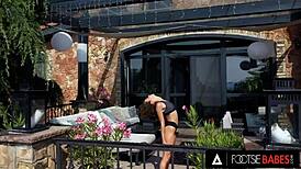 Curly Latina Geisha Kyd Stretches For Steamy Foot Play