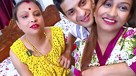 two desi bhabhis go wild with young devar in grand masti threesome orgy