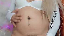 white trans pulls cock crossdressing tease