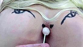 yo check this sheer red ass spreadin wide suckin buttplug like a pro... minds gonna say pink hole on lollipop