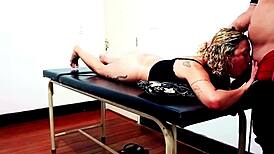 waxing client turns horny licks ass then fucks masseuse on desk 👅🍑