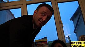 bound sub in stockings rides rough before gulping cum from her master